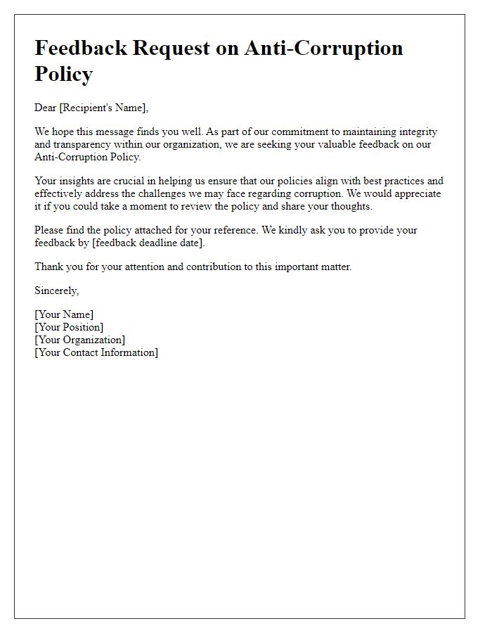 Letter template of anti-corruption policy feedback request