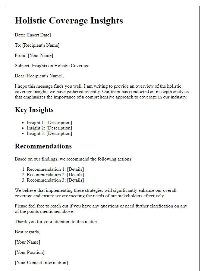 Letter template of holistic coverage insights