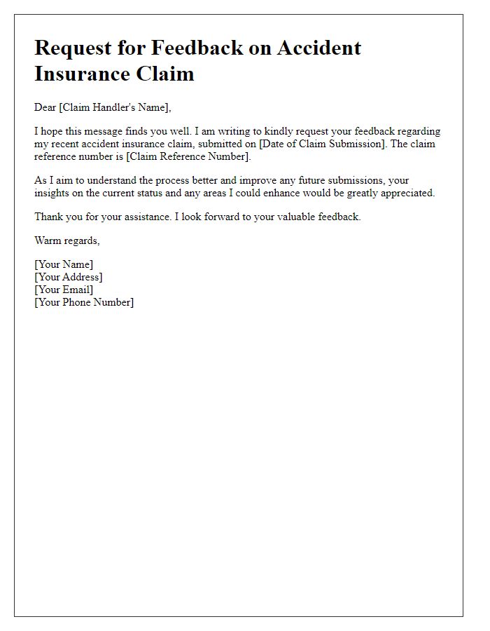 Letter template of accident insurance claim feedback request