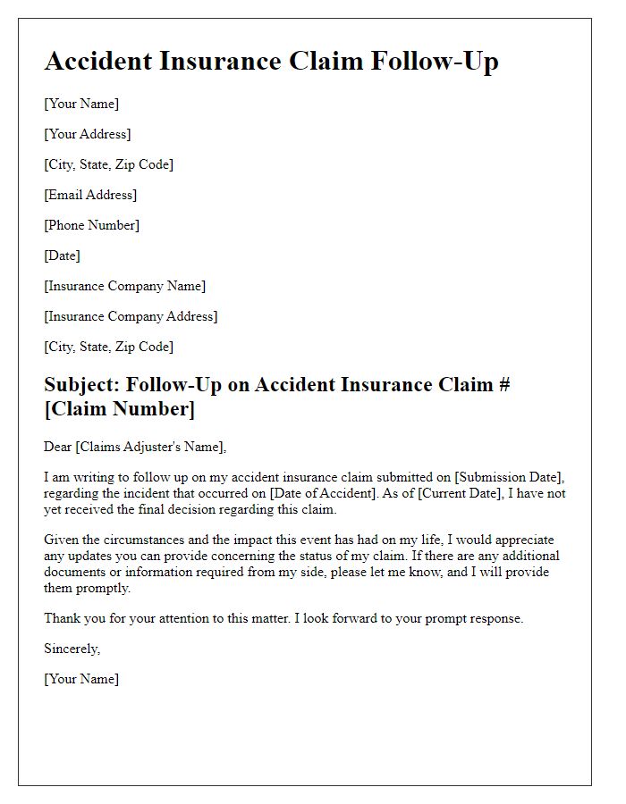 Letter template of accident insurance claim final decision follow-up