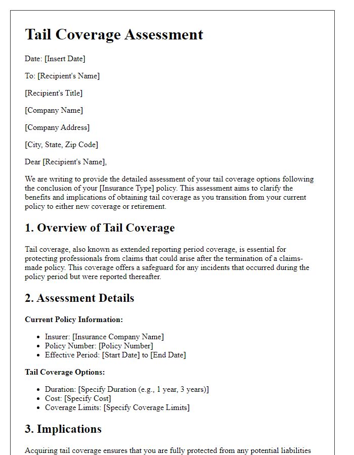 Letter template of detailed tail coverage assessment