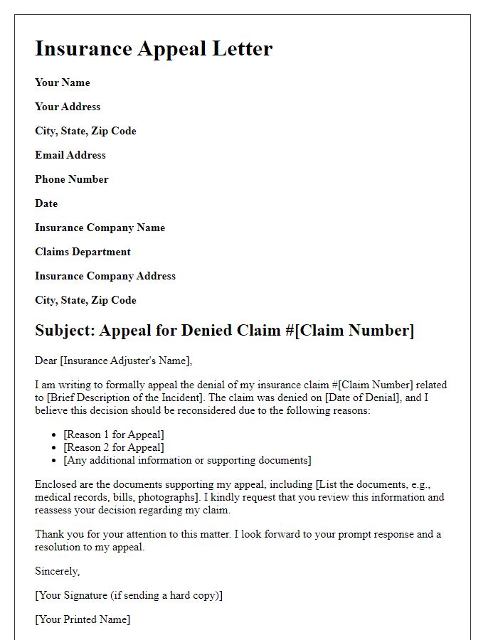 Letter template of insurance appeal letter examples