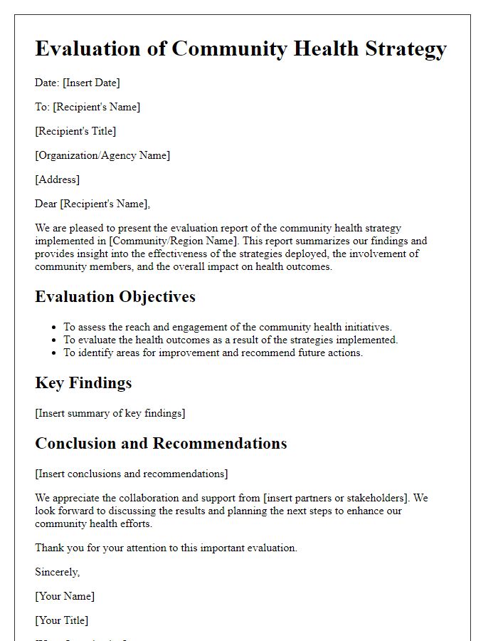 Letter template of community health strategy evaluation