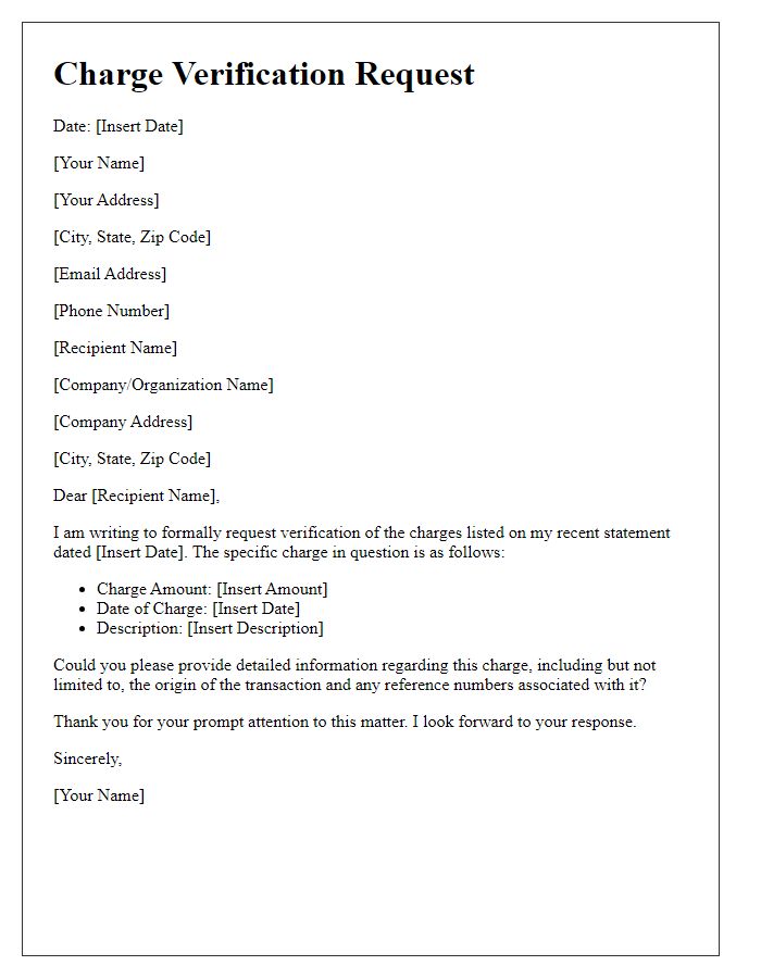 Letter template of charge verification request