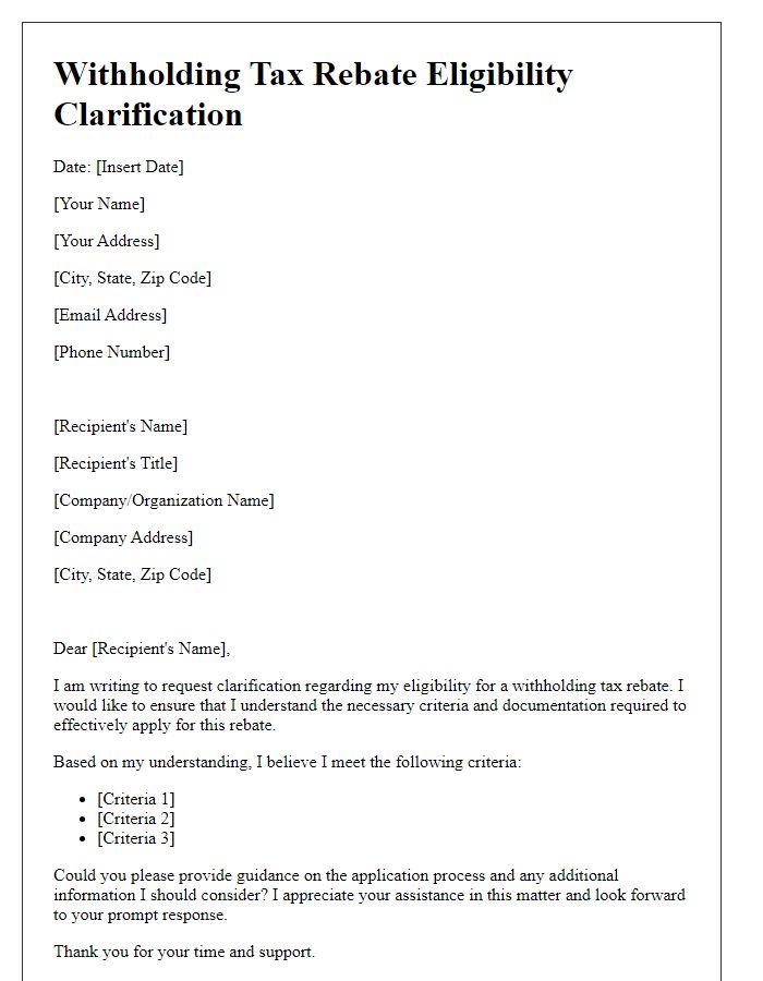 Letter template of withholding tax rebate eligibility clarification