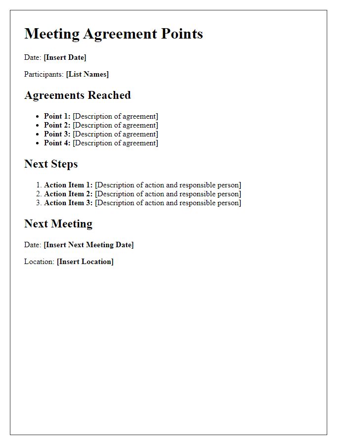 Letter template of agreement points from the meeting