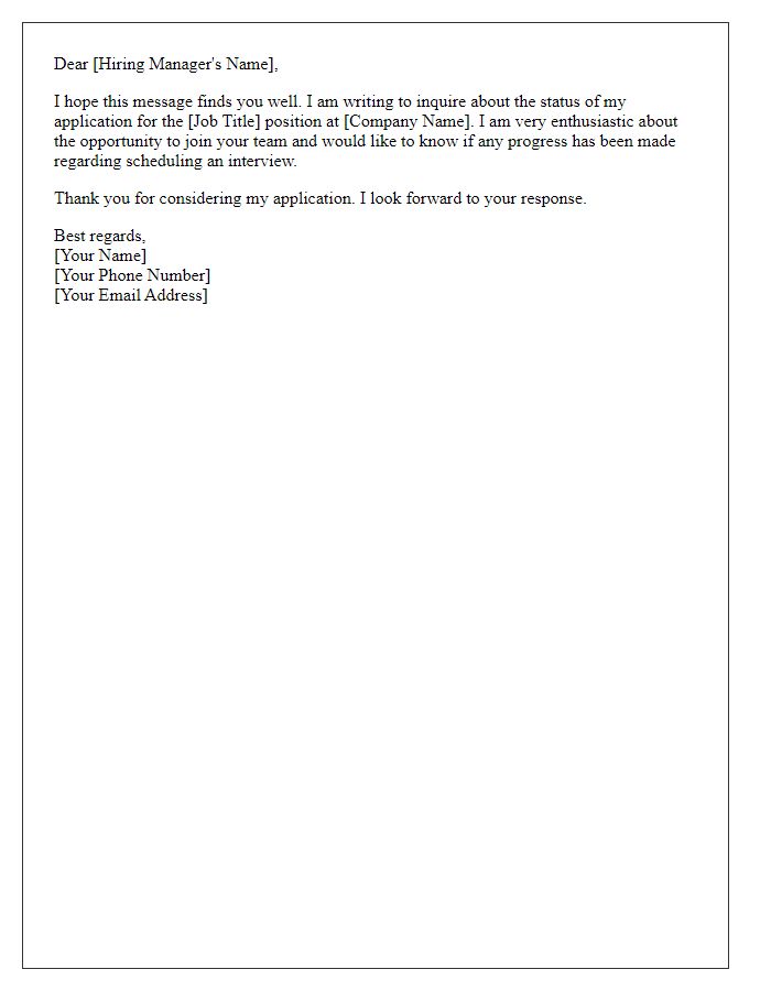 Letter template of job interview scheduling inquiry