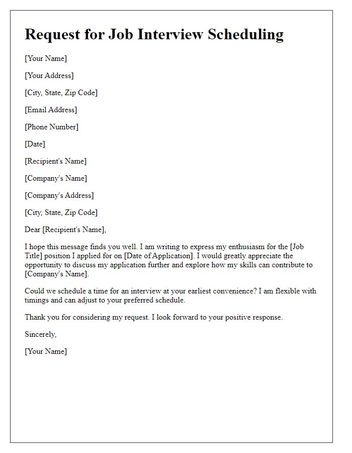 Letter template of request for job interview scheduling