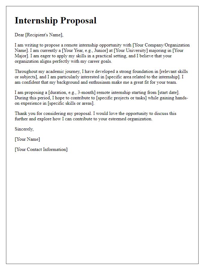 Letter template of remote internship proposal