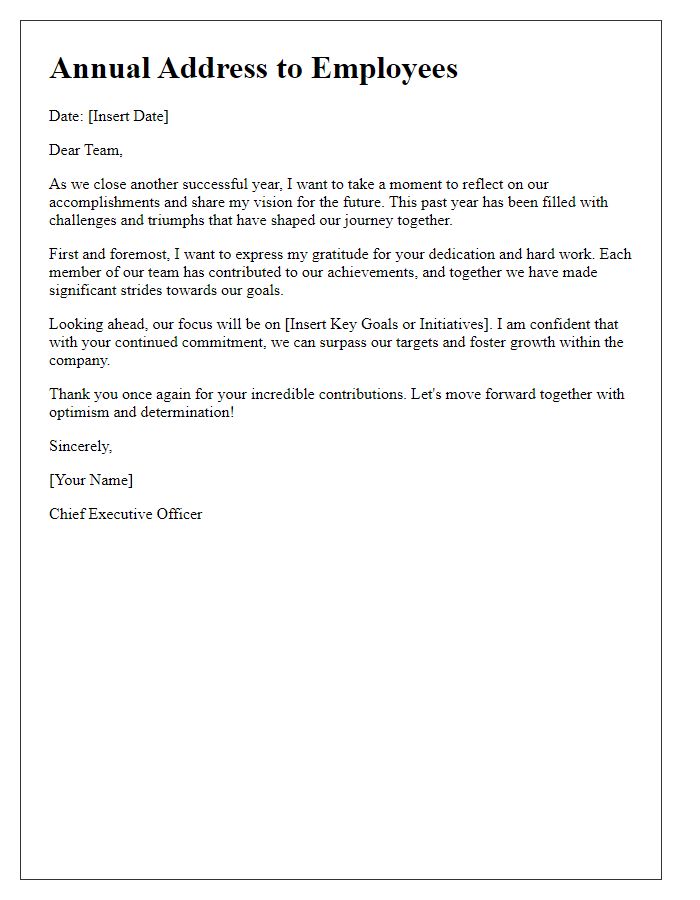 Letter template of CEO annual address to employees