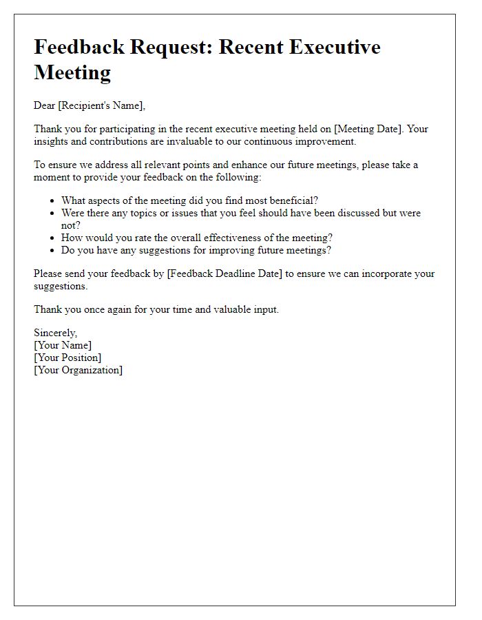 Letter template of executive meeting feedback collection