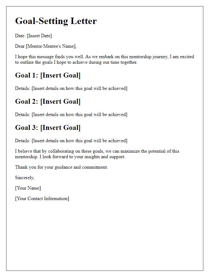 Letter template of goal-setting for mentor-mentee program