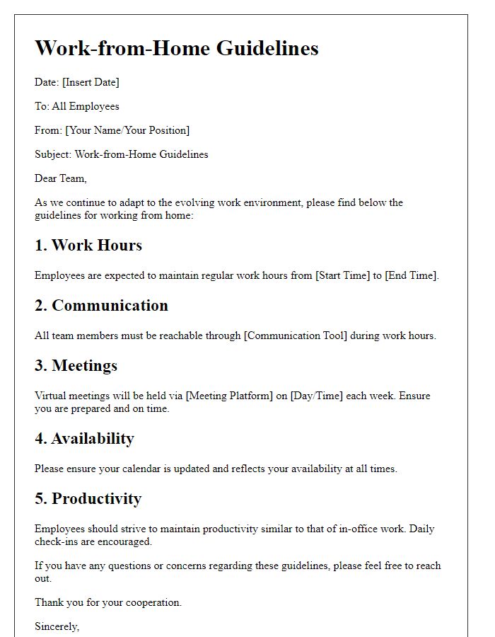 Letter template of work-from-home guidelines