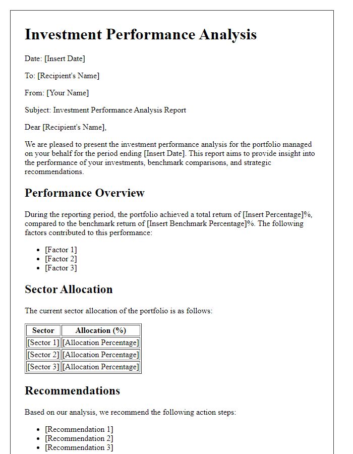 Letter template of investment performance analysis