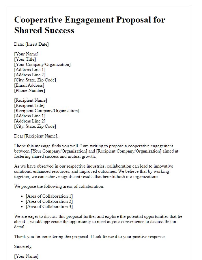 Letter template of cooperative engagement proposal for shared success