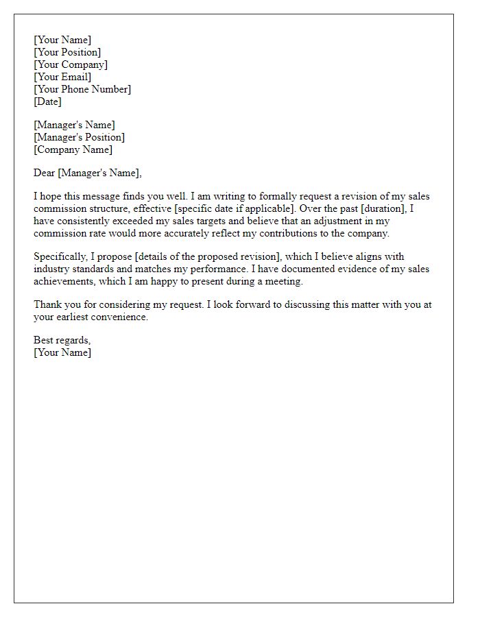 Letter template of sales commission revision request