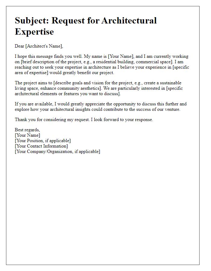 Letter template of seeking architectural expertise