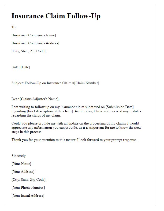 Letter template of insurance claim follow-up