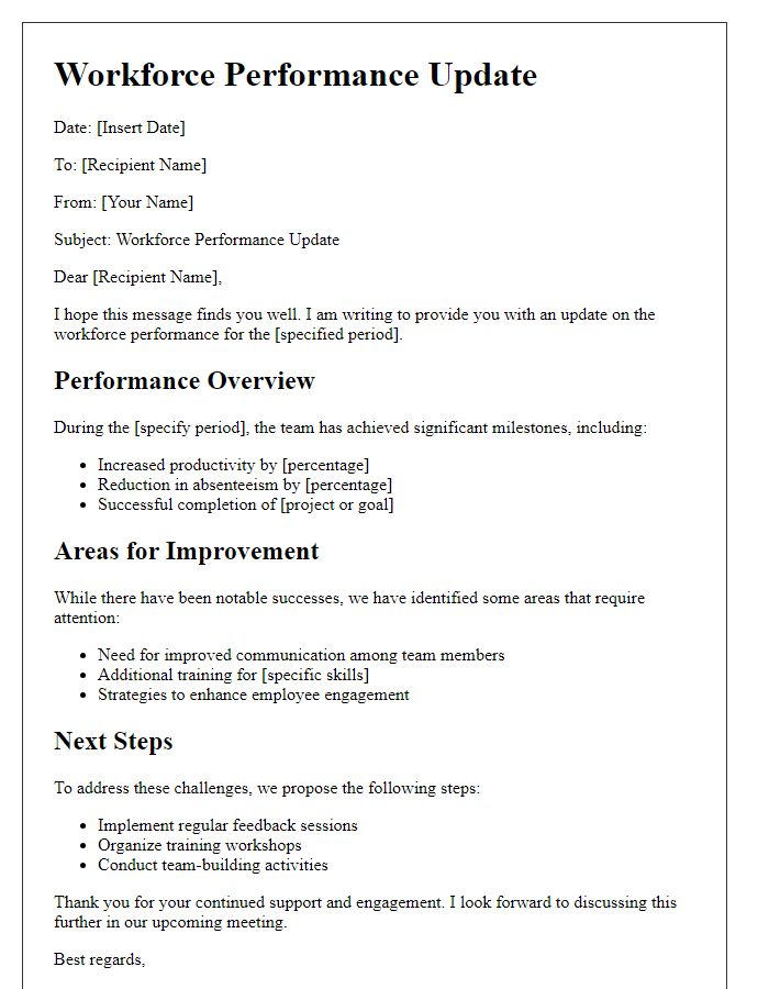 Letter template of workforce performance update