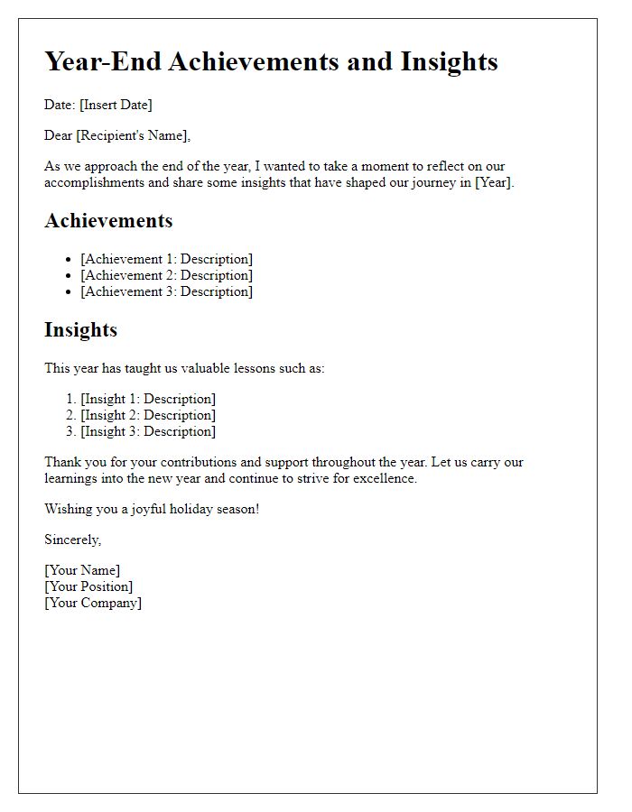 Letter template of year-end achievements and insights