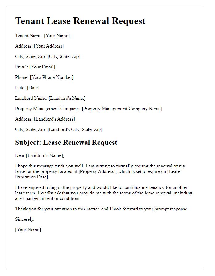 Letter template of tenant request for lease renewal.