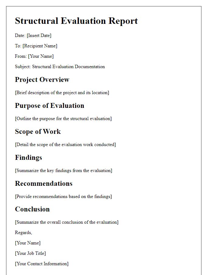 Letter template of structural evaluation documentation