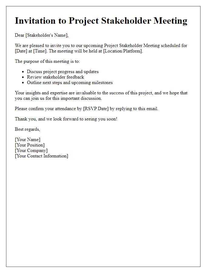 Letter template of invitation for project stakeholder meeting