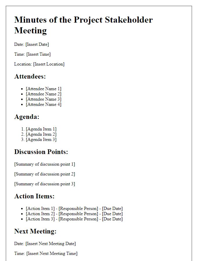 Letter template of minutes from project stakeholder meeting