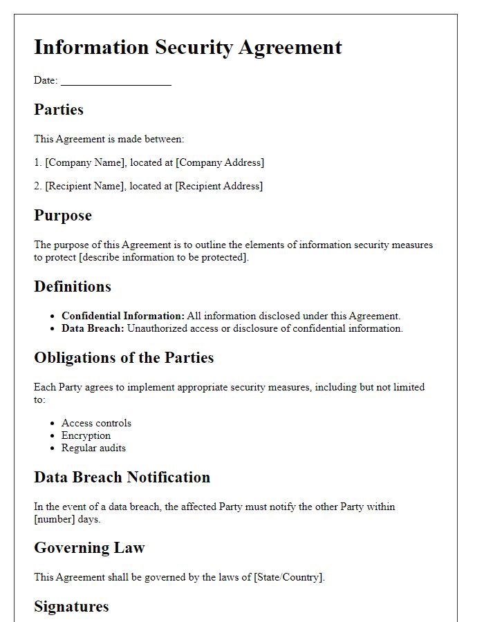 Letter template of information security agreement elements