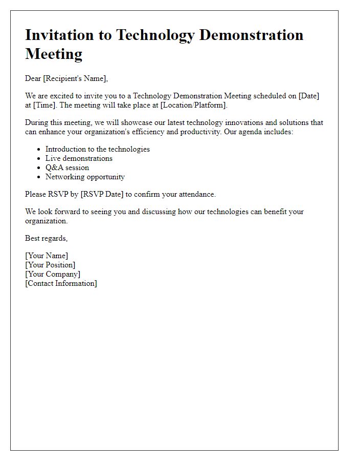 Letter template of organizing a technology demonstration meeting