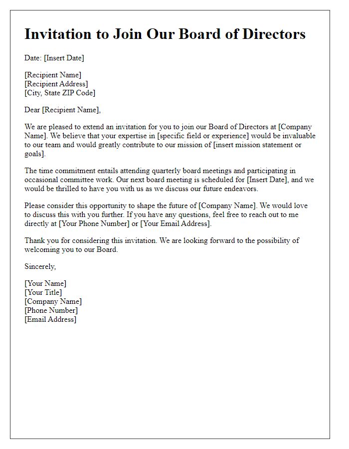 Letter template of Board Director Invitation