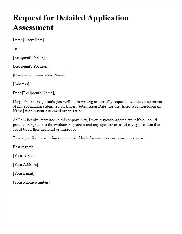 Letter template of request for detailed application assessment