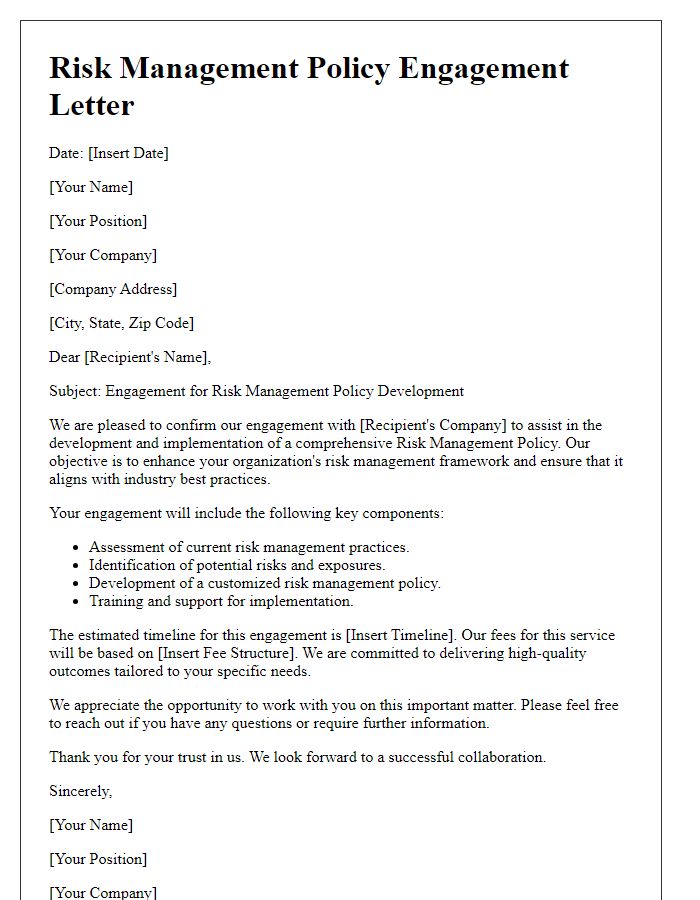 Letter template of risk management policy engagement letter