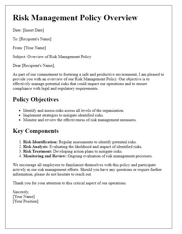 Letter template of risk management policy overview