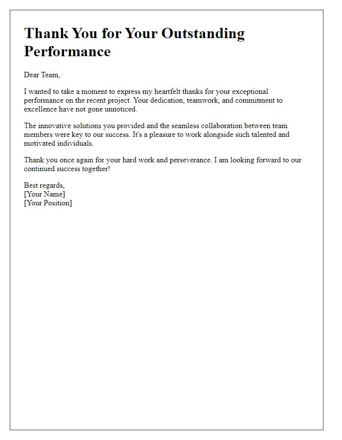 Letter template of thanks for outstanding team performance