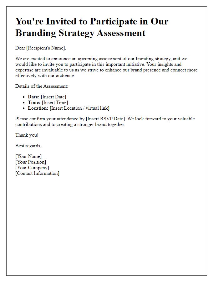 Letter template of branding strategy assessment invitation