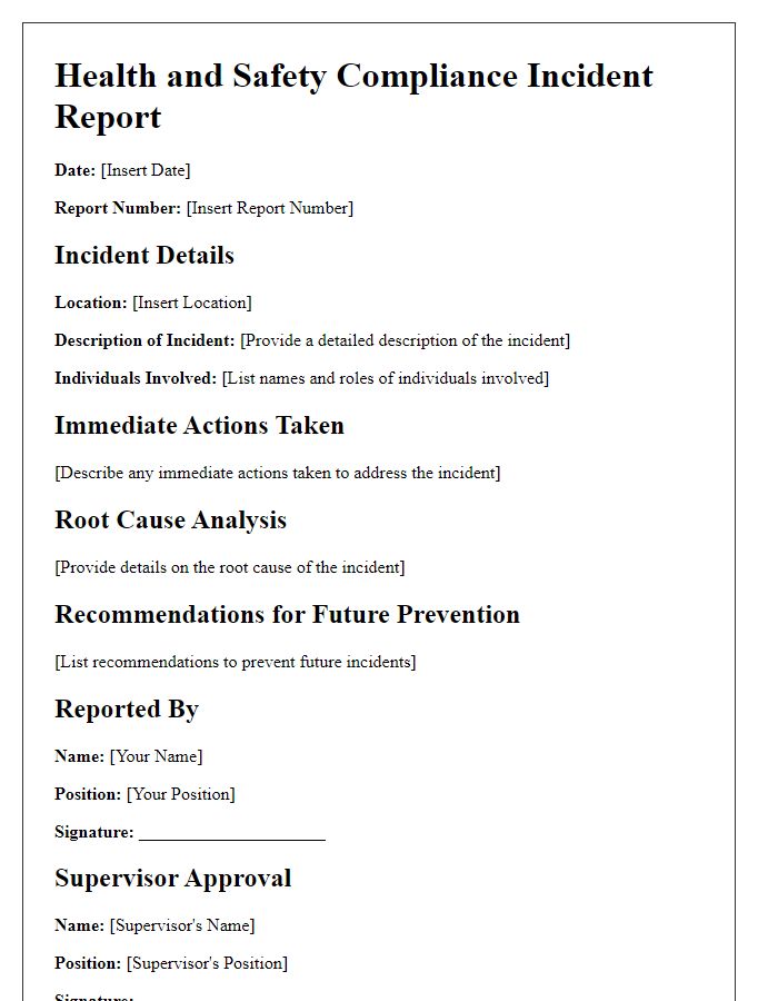 Letter template of health and safety compliance incident report