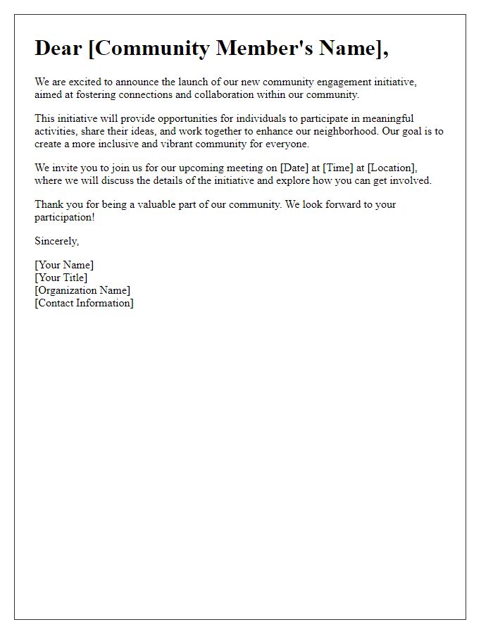 Letter template of community engagement initiative introduction