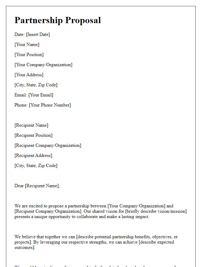 Letter template of local partnership proposal