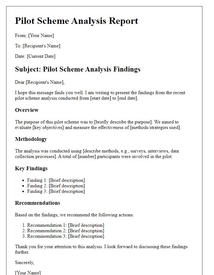 Letter template of pilot scheme analysis