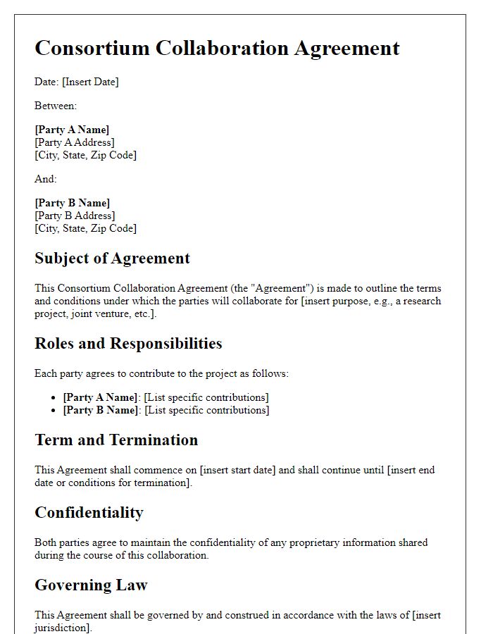 Letter template of consortium collaboration agreement