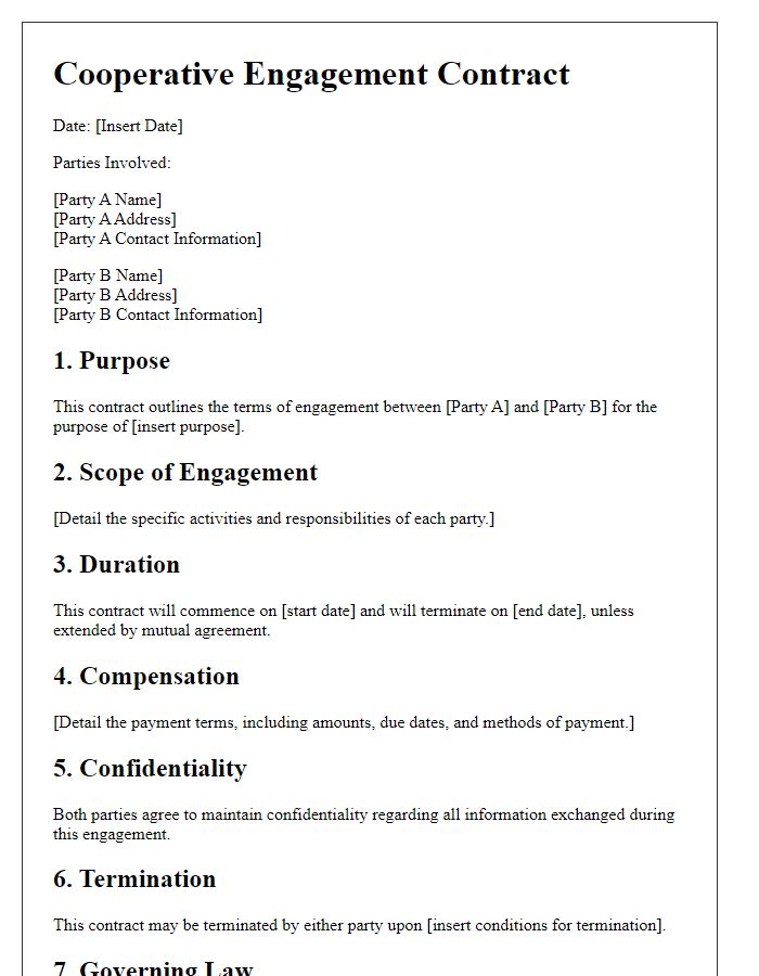 Letter template of cooperative engagement contract