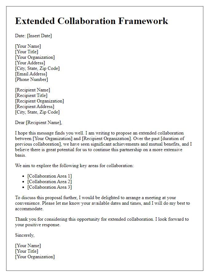 Letter template of extended collaboration framework