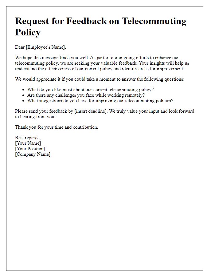 Letter template of telecommuting policy feedback request