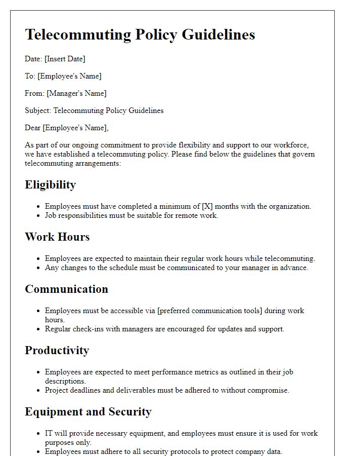 Letter template of telecommuting policy guidelines