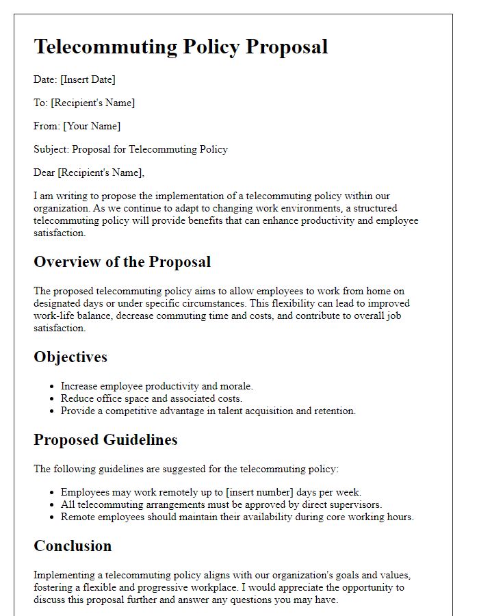 Letter template of telecommuting policy proposal