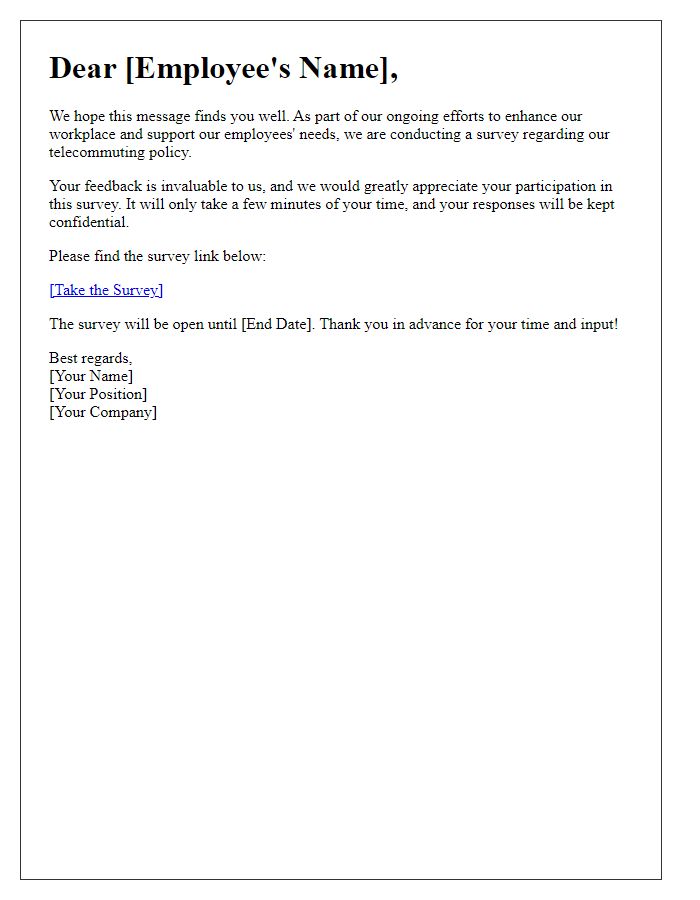 Letter template of telecommuting policy survey request