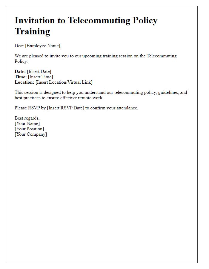 Letter template of telecommuting policy training invitation