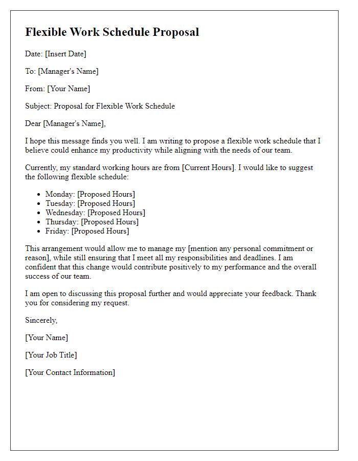 Letter template of flexible work schedule proposal.