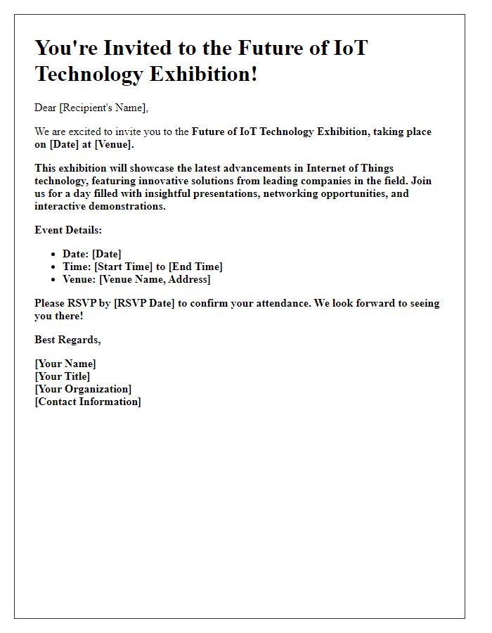 Letter template of Invitation to the Future of IoT Technology Exhibition